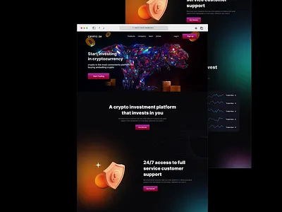 crypto currency website ux ui design 3d animation crypto currency landing crypto landing page crypto full website design illustration landing page crypto motion graphics nft landing page nft landing page ux ui nft page saas web ui user interface ux ui web