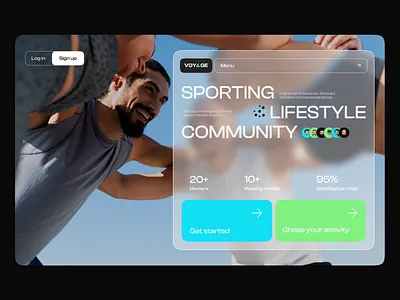 Voyage - fitness community website activities activity community concept dark design desktop figma fitness habit healthy hobby homepage lifestyle people social media sport ui ux web