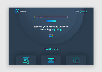 RecordMe Landing page branding design figma graphic design ui ux design uxui design