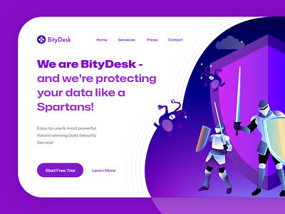 BittyDesk protecting data landing page cover cover dailyui dailyuichallenge data protect design landing page ui ux
