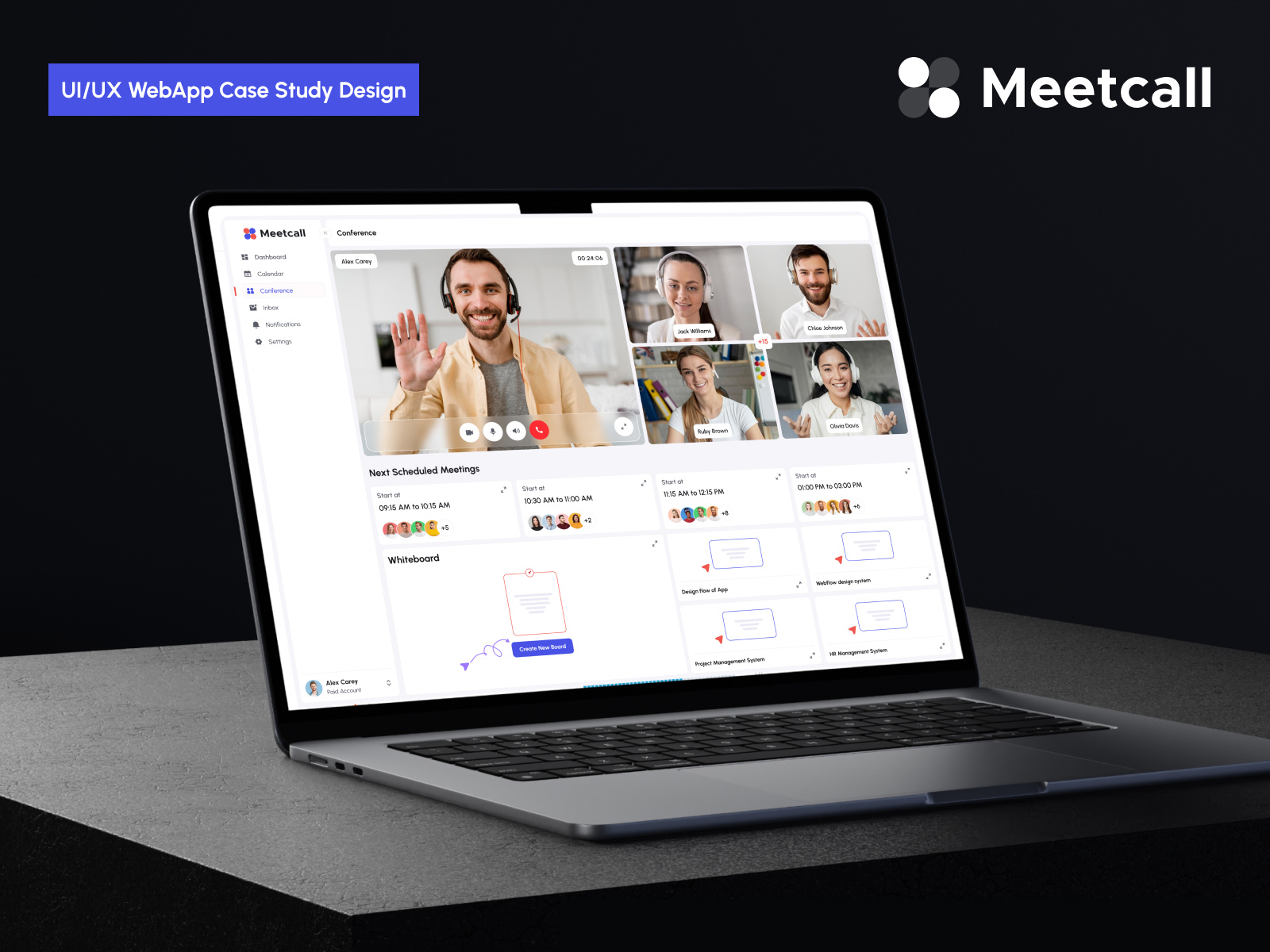Meetcall Conference WebApp | UI UX Case Study app case study case study confernce webapp dashboard case study dashboard design dashboard ui design landing page design meeting app ui ui design ui ux user experience user interface ux ux design video app design video call app video conference app webapp case study webapp design