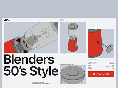 Blender 50's Style blender grid illustration layout smeg