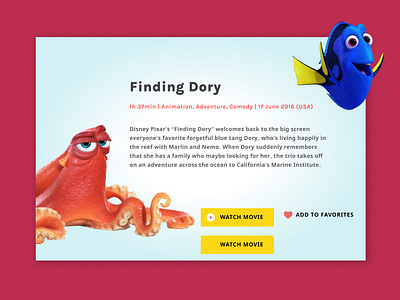 🎬 Just Keep Designing: Finding Dory Movie Card 🐠 branding cinematicdesign figma findingdory moviecarddesign moviecardlayout moviedesign movieinspiration movieposter movieui ui ux