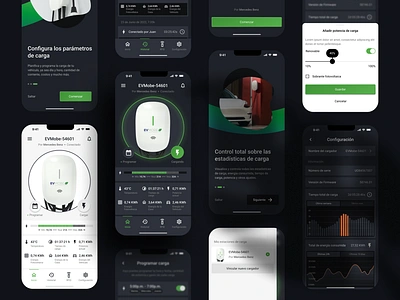 Edison App - Charging Station Controller app car charger company corporative creative dark dark theme dashboard electrical metrics mobile product prototype smart station stats ui uiux widget