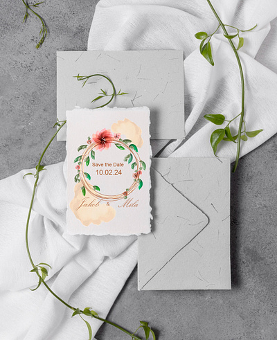 Wedding card akvarel branding card date floral graphic design invitation logo ornament wedding