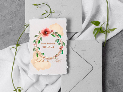 Wedding card akvarel branding card date floral graphic design invitation logo ornament wedding