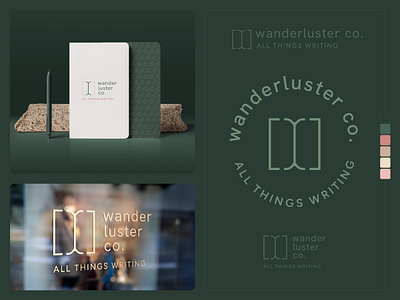 Wanderluster Co. Logo & Brand brand branding clean cursor design fresh graphic design green illustration logo minimal travel vector wander writer writing