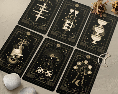 tarot card collection art cards moon tarot vector