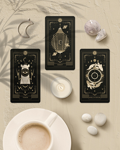 tarot card collection art illustration magic tarot vector
