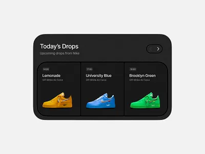 Sneaker Release Widget app app design apple card dark mode gradient ios mobile nike sneaker texture ui widget