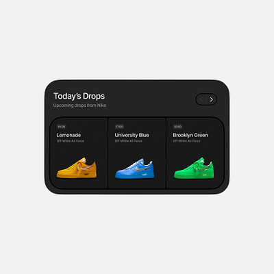 Sneaker Release Widget app app design apple card dark mode gradient ios mobile nike sneaker texture ui widget