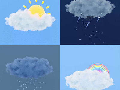 Weather Animations 3d 3d elements animation application design illustration minimal mobile app motion graphics popular 3d popular animation product design ui ui 3d weather animations weather app