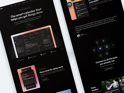 Cally – Framer template for SaaS startups branding dark dark mode framer saas ui design web design