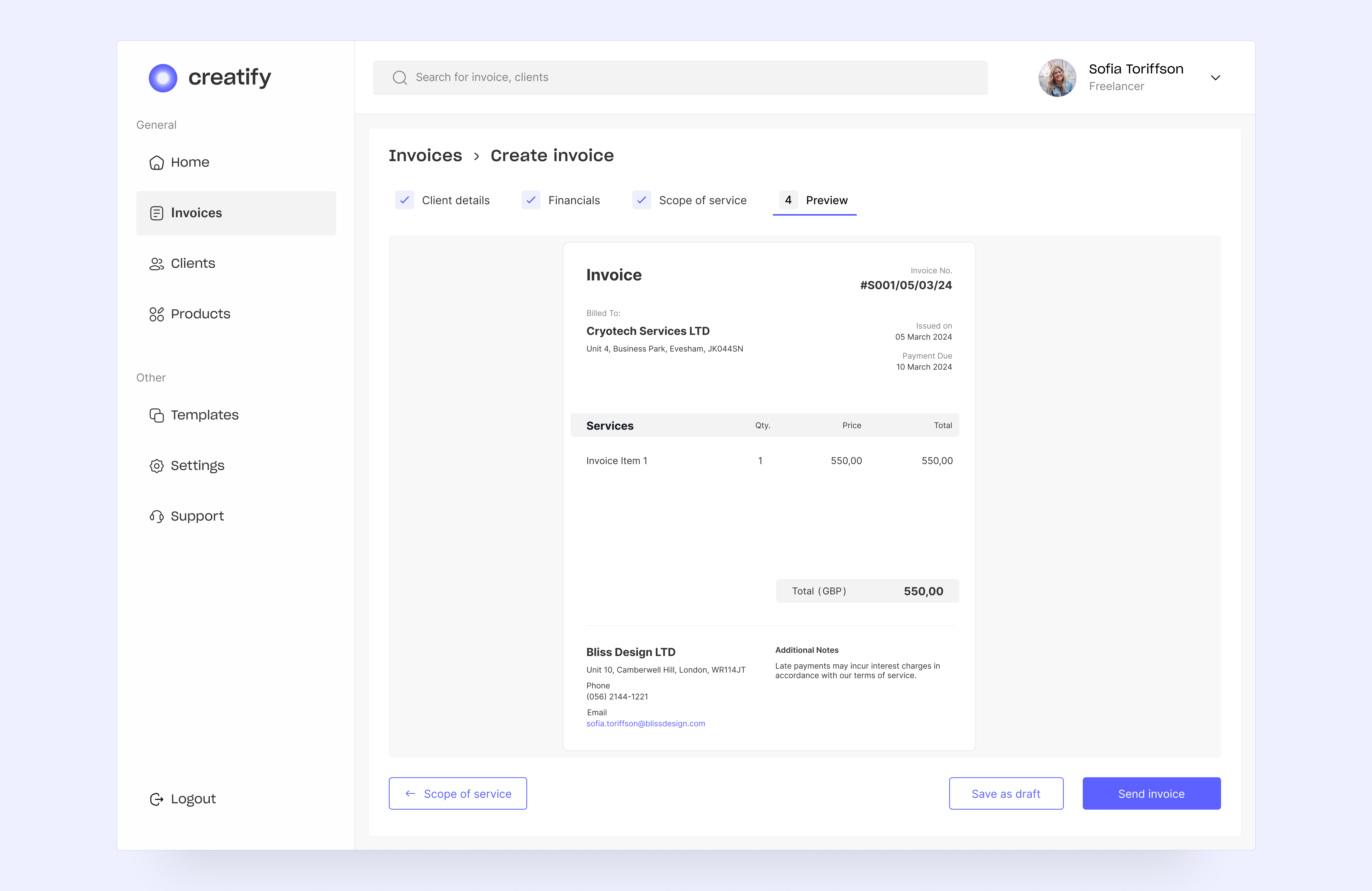 Freelancers invoicing app administration app business clean dashboard finance financials freelancers invoice invoicing software ui uiux user interface ux