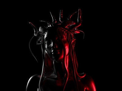 Temptress [3D/Lights Exploration] 3d branding demon design experiment exploration future futurism identity lights maxon motion motion graphics music phonk poster redshift ui visual design webdesign