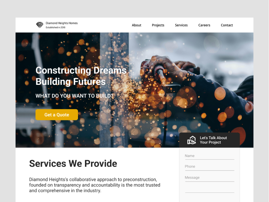 Website Design For A Construction Company building company construction factory redesign ui ux web design website website design