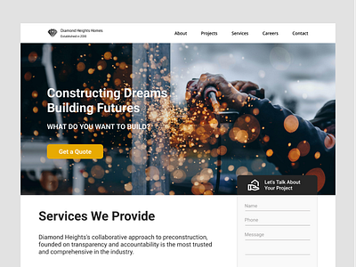 Website Design For A Construction Company building company construction factory redesign ui ux web design website website design