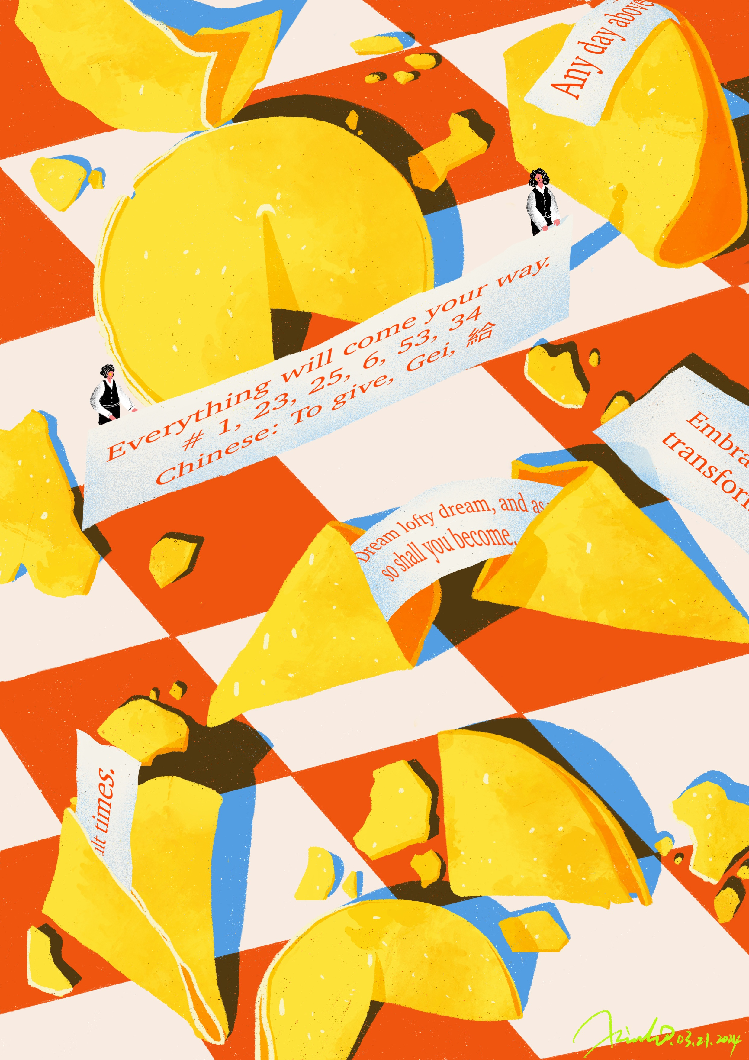 Fortune Cookies art artwork asian food digital art digital illustration drawing fortune cookies illustration procreate