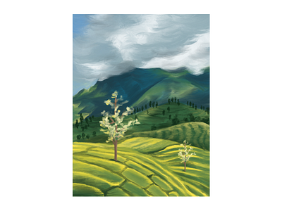 Coonoor Tea Plantation illustration impressionism