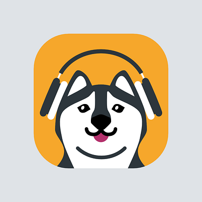 Husky with AirPods Max affinity airpods animal contest cute design designer dog gray headphones husky icon illustration profile rounded corners serif simple telegram vector yellow