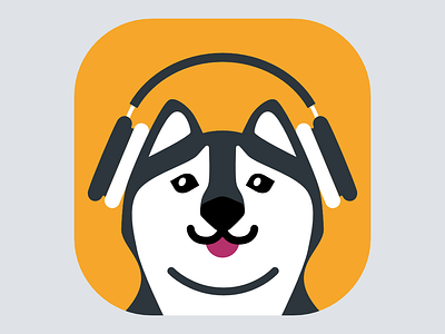 Husky with AirPods Max affinity airpods animal contest cute design designer dog gray headphones husky icon illustration profile rounded corners serif simple telegram vector yellow