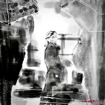 in rain #2 digital art freestyle illustration