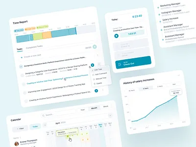 Maxtime – task management and time tracking web app admin calendar check in check out dashboard documents hiring hr hris interface product saas service time management time off uiux user web app web application website