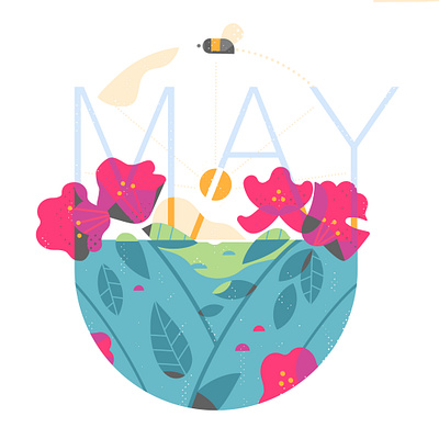 May calendar design illustration texture