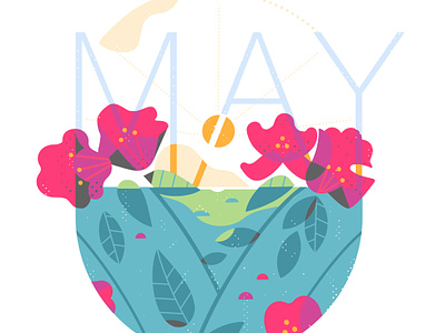 May calendar design illustration texture