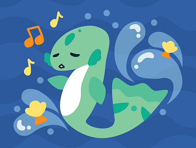 The Singing Fish character fish illustration sea shells singing vector