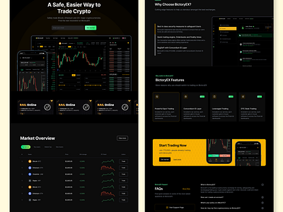 BictoryEX Custodial Cryptocurrency Exchange Landing Design. exchange fintech trading ui web3 website