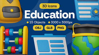 Education 3D Icon Pack 3d 3d icon 3d icon pack 3d icons 3d illustration animation design graphic design icon icon pack icon set illustration ui
