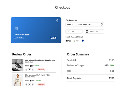 Checkout Page checkout credit card dailyui ui ux web design
