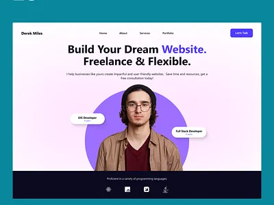 Freelance Portfolio daily design developer figma freelance graphic design hero landing page portfolio section ui ux web web developer webdesigner website