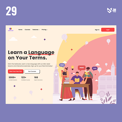 Lingo Leap design figma graphic design hero section landing page language learn learning ui ux vector web webdesigner website website design