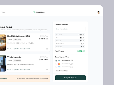 Checkout Summary Component - Payment and Cart agency app booking buttons card checkout components credit design system dribbble ecommerce flights hotel illustration payment product design tags ui viral visa