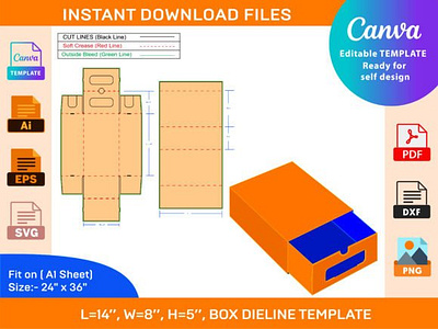 Shoe Lock Box, Dieline Template box box die cut branding design dieline illustration packaging packaging design vector