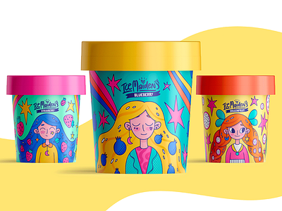Packaging Design, Character illustrations doodle style art artist bright character coloful concept design doodle doodles female food funny girl icecream illustration packaging stars woman