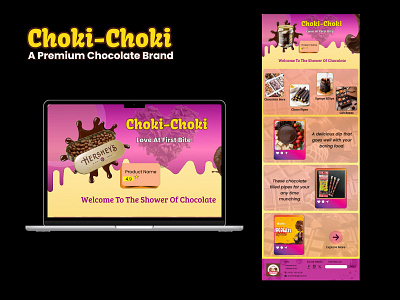 Choki-Choki (Landing Page of a Premium Chocolate brand) design hi fimockup landingpage ui uiux ux webdesign wireframe