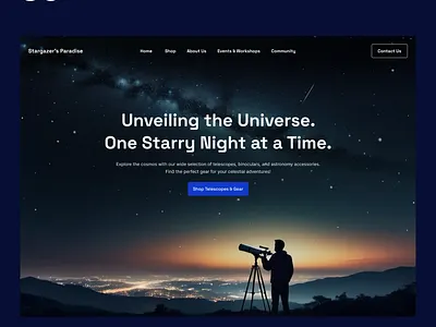 Stargazer's Paradise astronomy daily design equipment figma graphic design hero section landing page night view retailer ui ux webdesigner website website design