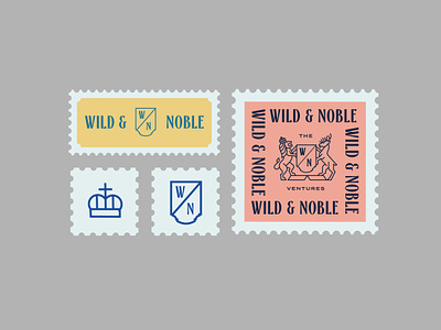 Wild & Noble - Full Preview badge brand identity branding business coaching coat of arms consulting crest deer design geometric graphic design illustration line lineart lions logo minimal monoline noble