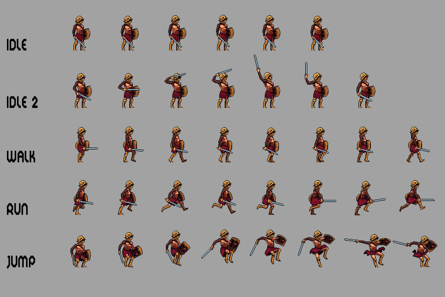 Gladiator Sprite Sheets Pixel Art Set by 2D Game Assets on Dribbble