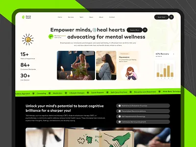 Mental Health branding design graphic design health hero banner illustration landing page logo meditation typography ui ux vector web website wellness