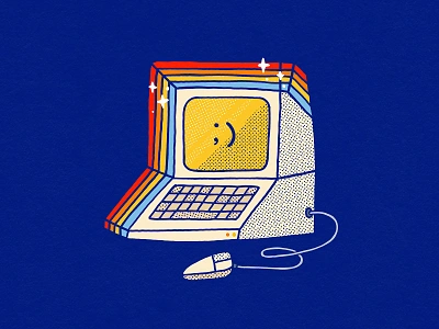 Wink PC 2d branding design illustration pc personal computer retro smiley spark sticker wink