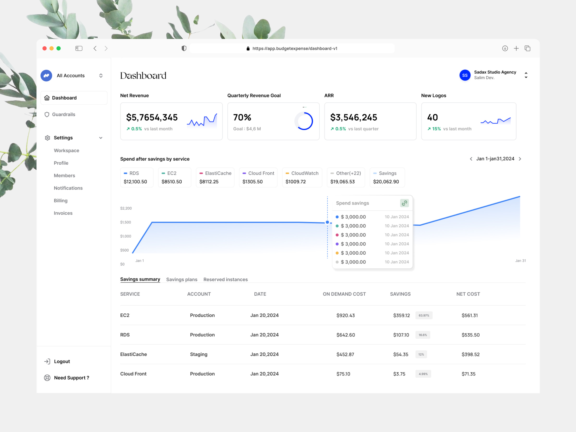 Expense Overview V2 branding clean color crm dashboard design graph minimal saas ui ux