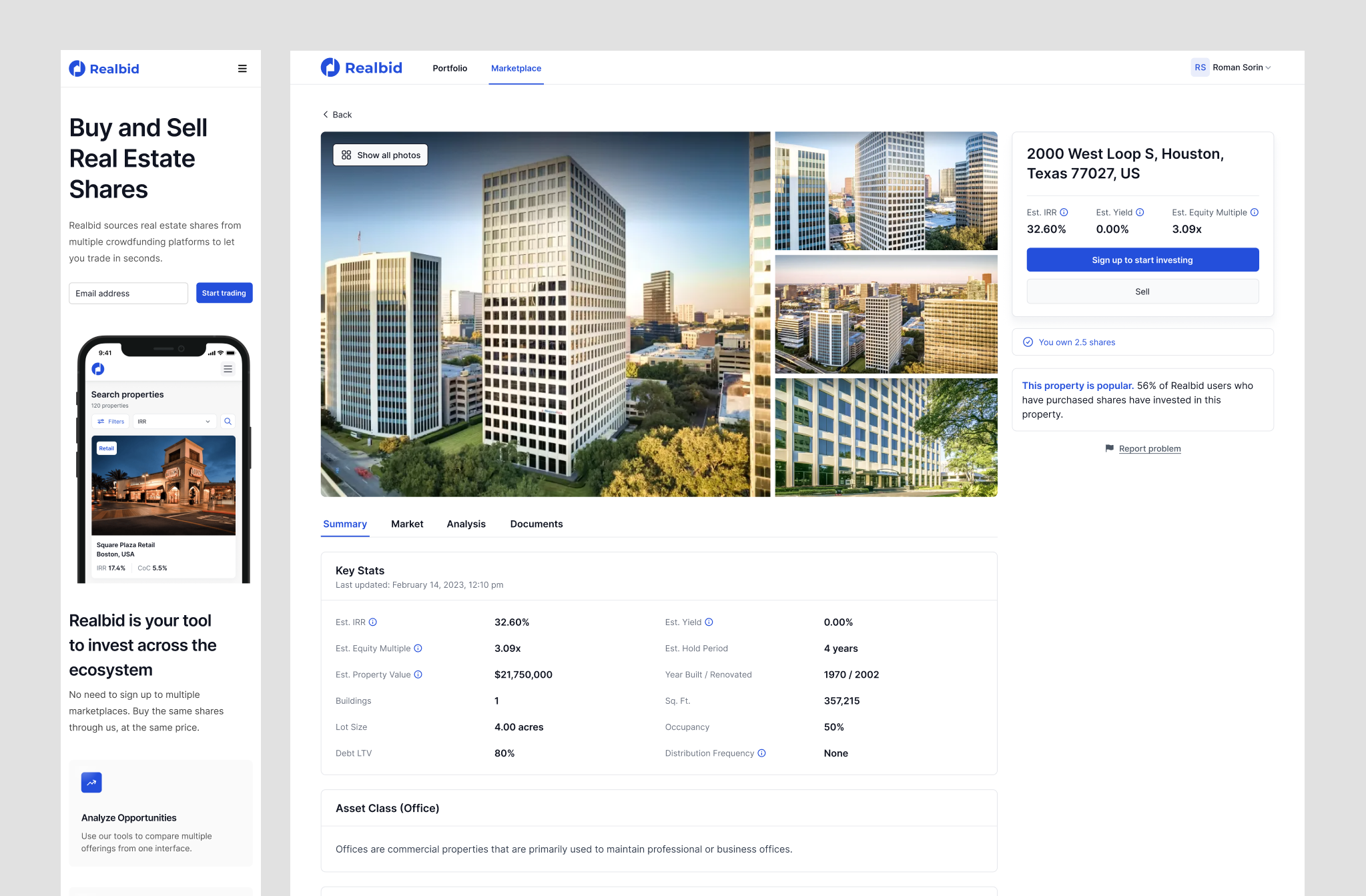 Realbid - Build Wealth with Real Estate Share branding logo product design real estate ui ux