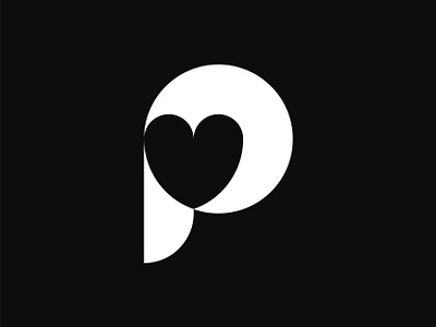 P + Heart Logo abstract brand branding design heart icon identity letter logo logotype love mark minimal monogram negative space p p logo p mark simple symbol