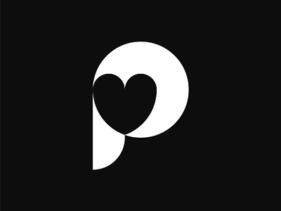 P + Heart Logo abstract brand branding design heart icon identity letter logo logotype love mark minimal monogram negative space p p logo p mark simple symbol