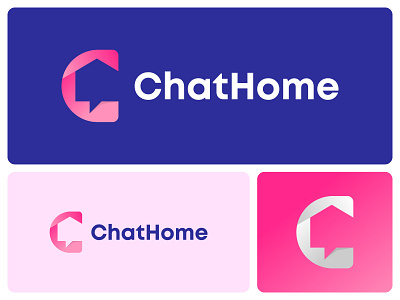 ChatHome 3d brand and identity designer branding c chat gradient home house lettermark logo logo designer logotype modern logo for sale negative space real estate startup branding talk vector icon mark symbol