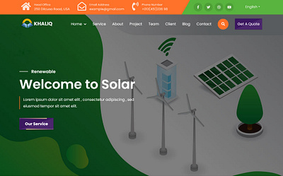 Khaliq - Wind & Solar Energy Landing Page Template animation branding design flat illustration logo minimal typography ui website